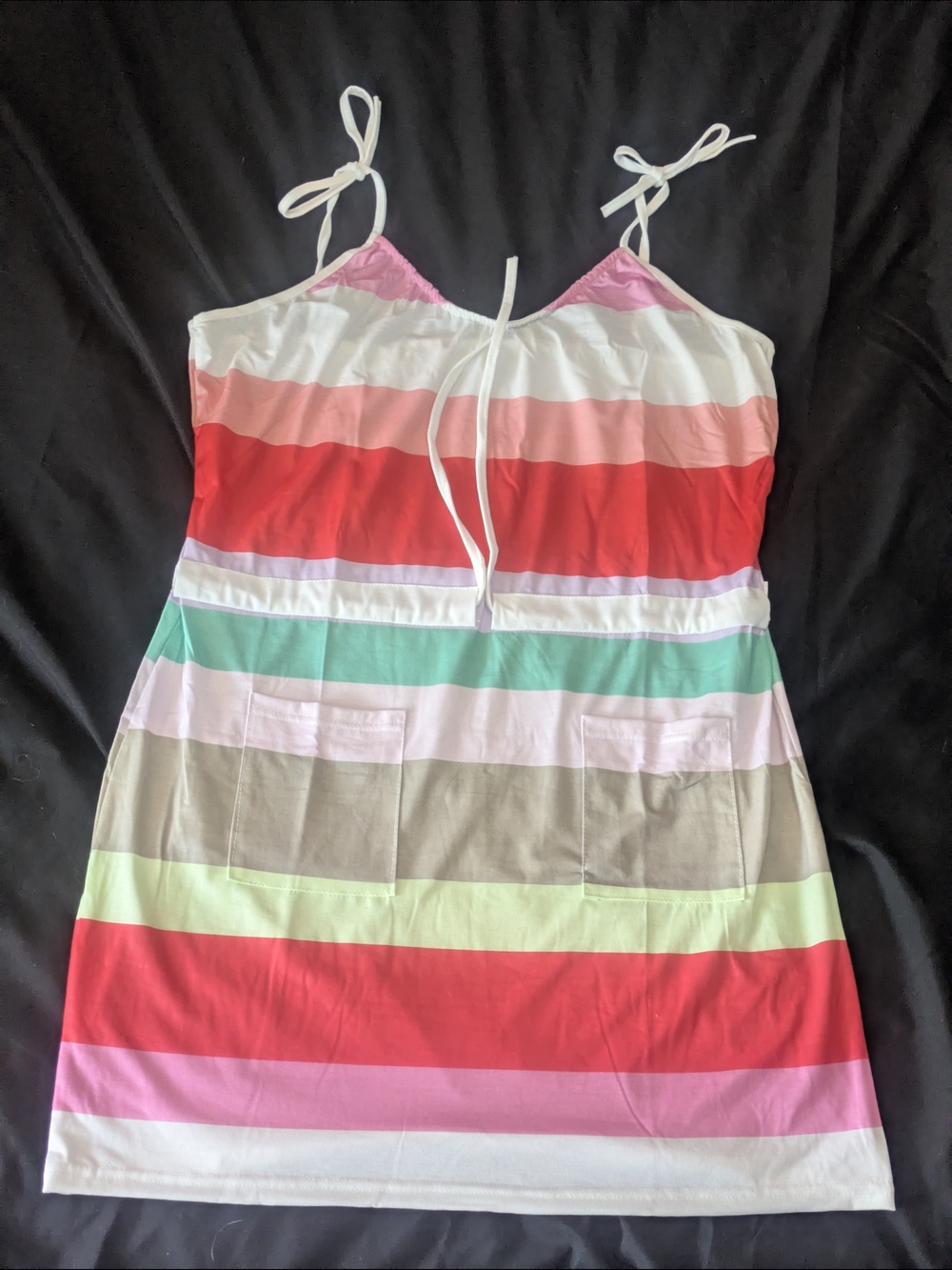 SHEIN Strapless Multicolor Horizontal Stripe Dress